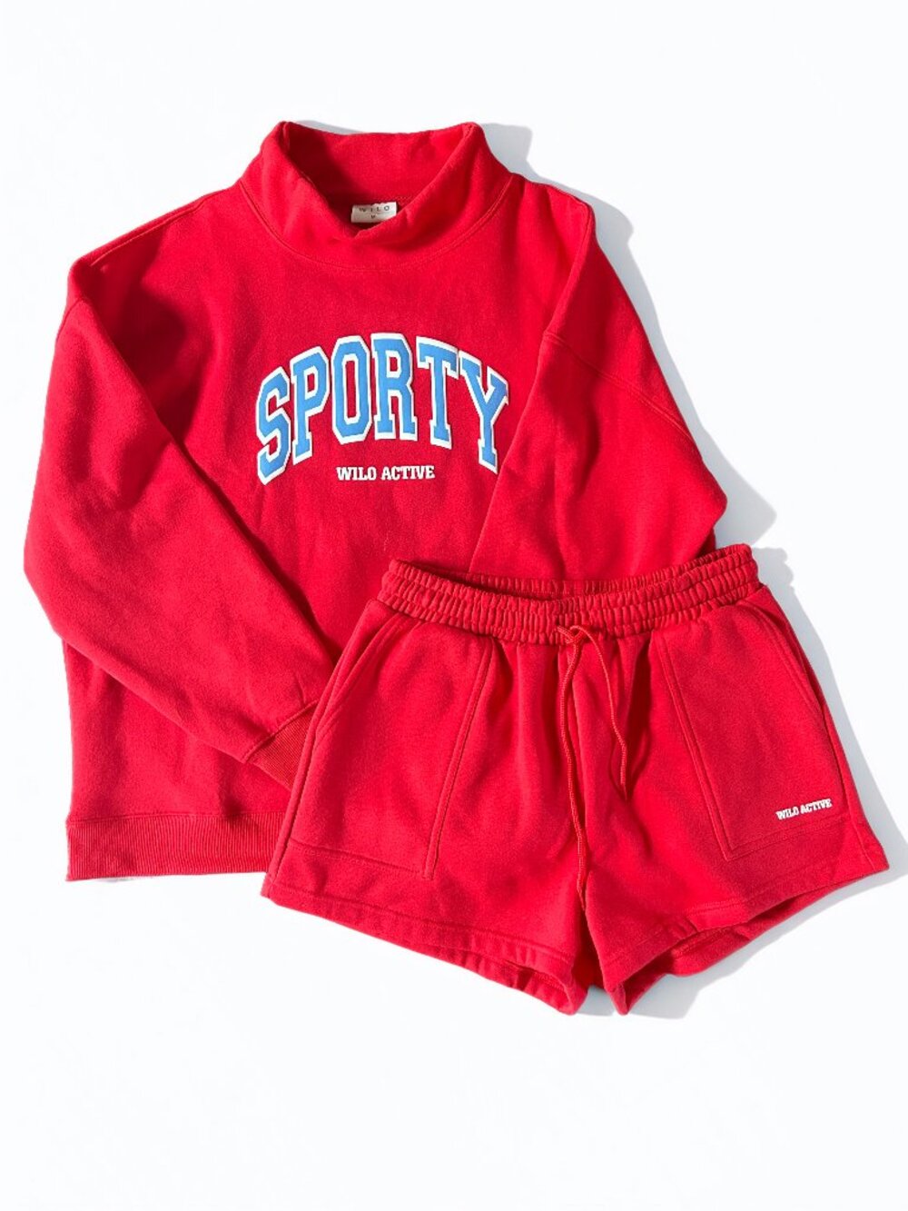 Wilo The Label SPORTY Red Sweatshirt & Shorts Set NWT Size M Oversized